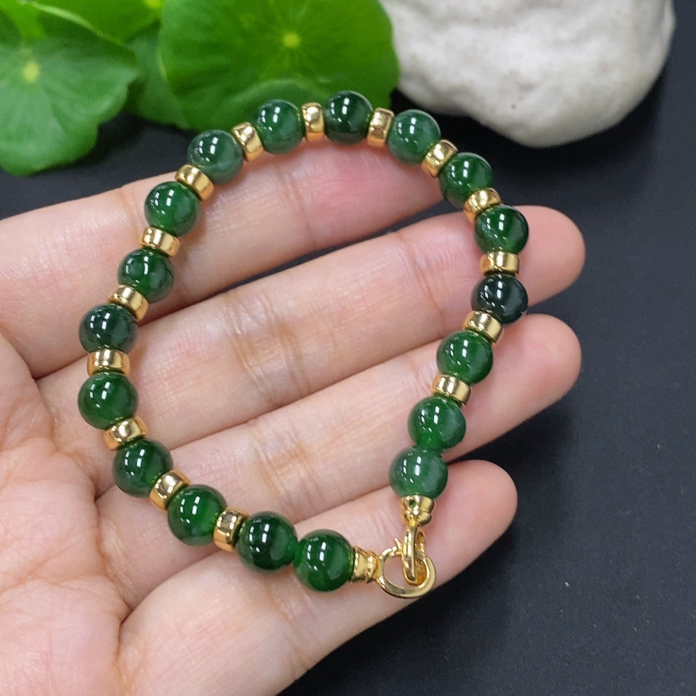 Jadeite bead necklace approx. 6.9mm (18K gold) total weight approx. 12.2g (containing other mineral components)