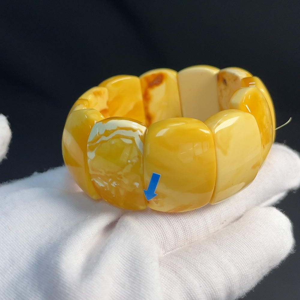 Amber Beeswax Bracelet, Approx. 26.1mm, Total Weight Approx. 32.46g, Partial Repair Visible