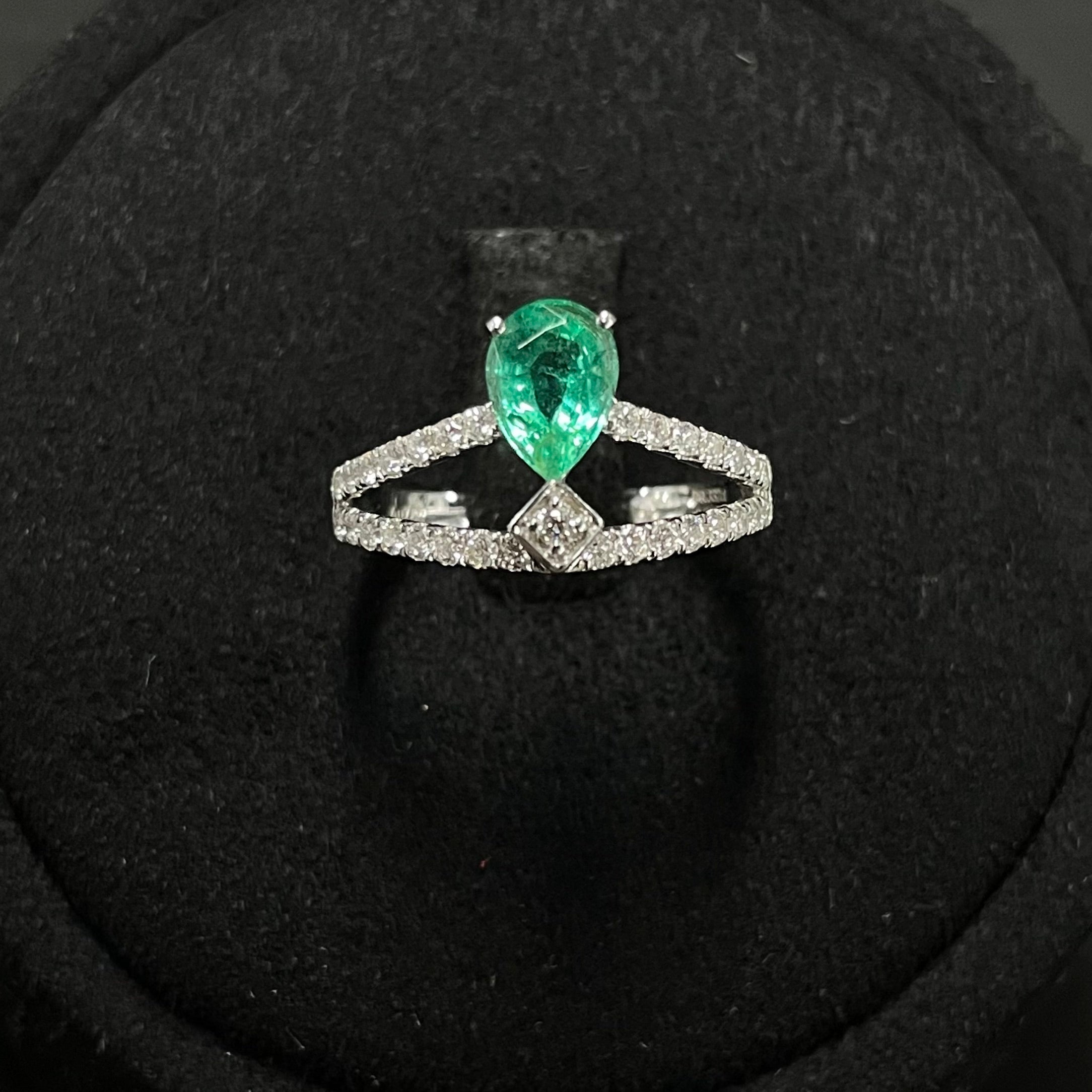 Emerald Ring in 18K Gold, Size 12, Total Weight Approx. 2.53g, Clarity Enhanced, Accented with Diamonds
