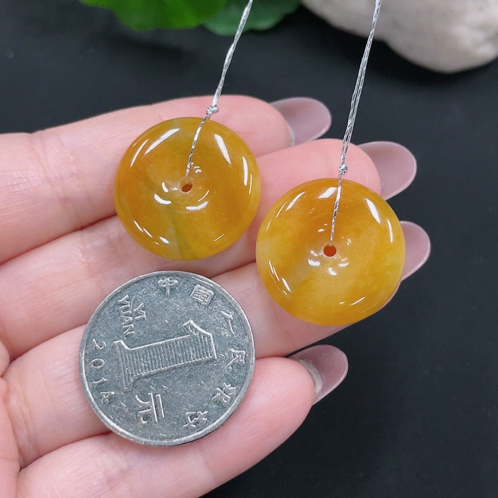Jadeite Peace Button Pendant Sell as a Lot (Color origin undetermined)