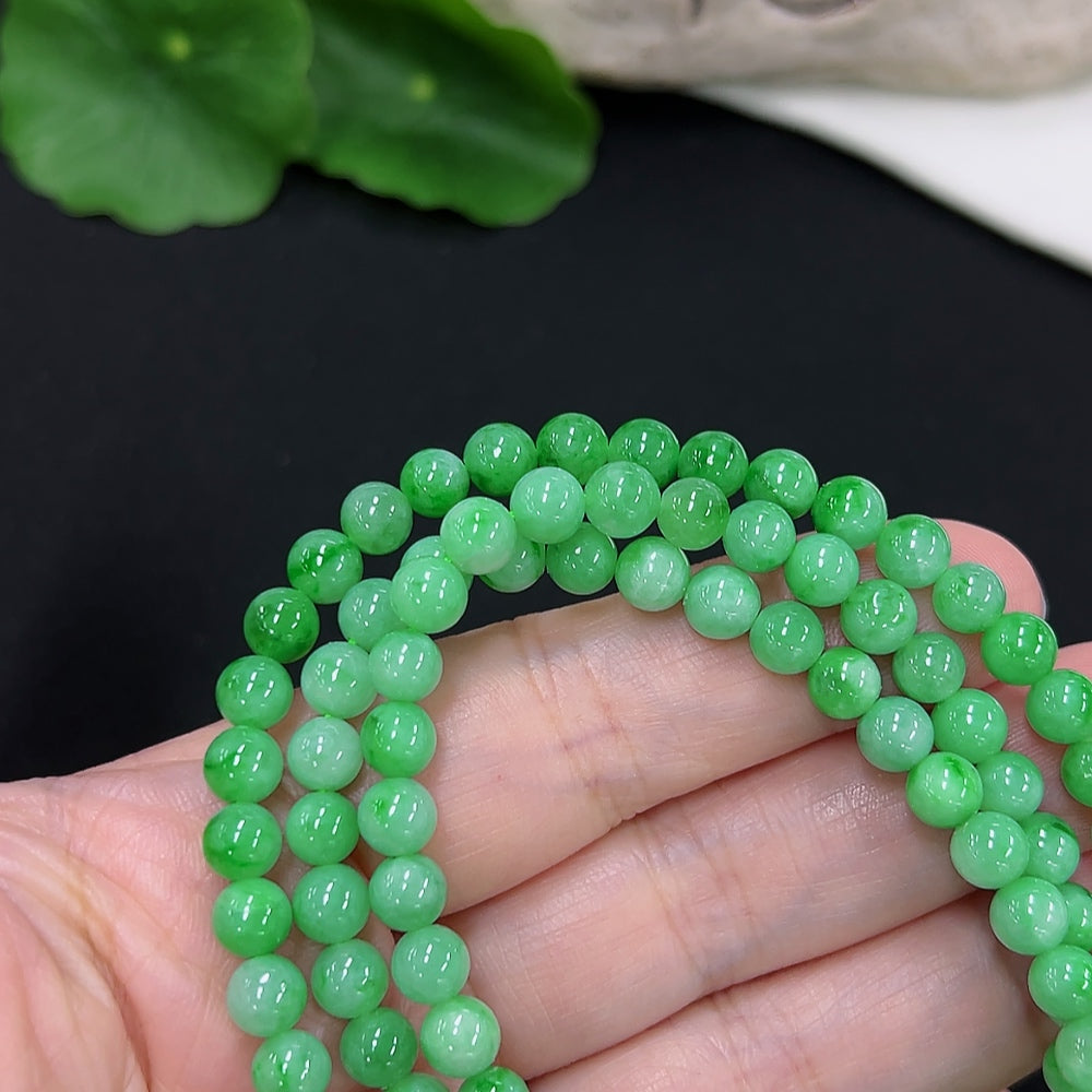 Jadeite Bead Necklace Approx. 5.4mm (Non-Gold Inlaid) (With Other Mineral Components)