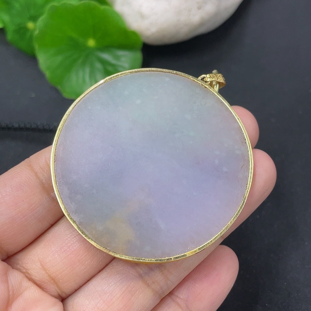 Jadeite inlaid pendant, 18K pendant, non-gold rope, non-diamond