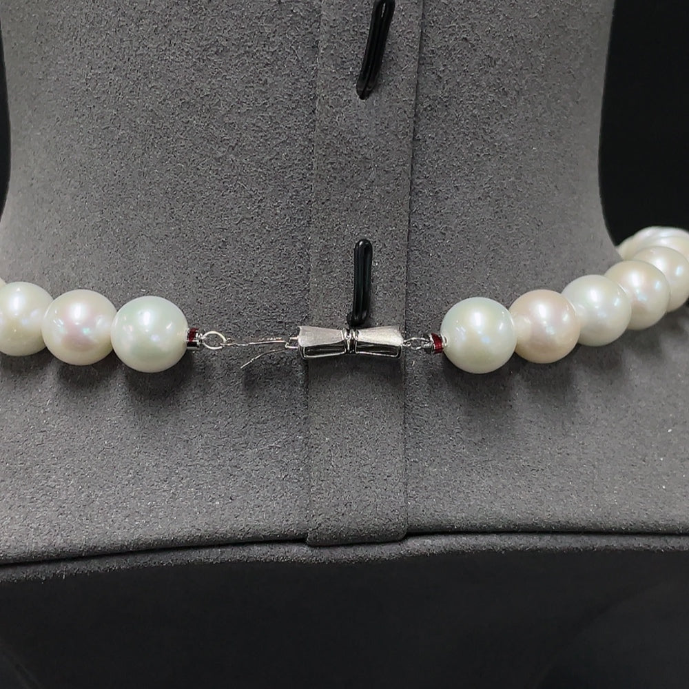 Pearl bead necklace, marked red parts are not gold, the rest are 18k gold, total weight approx. 76.64g, size approx. 9.9-10.8mm