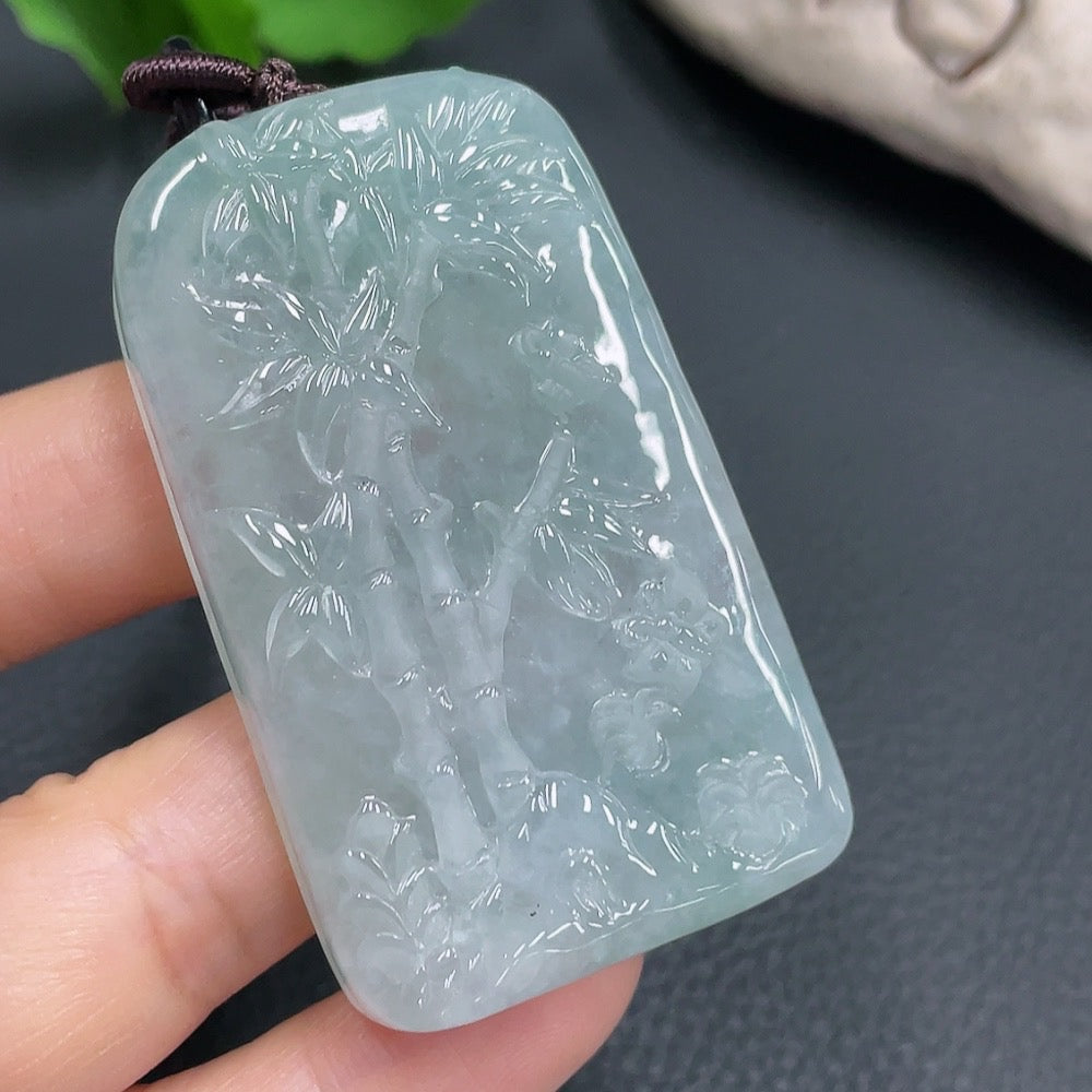 Jadeite Pendant Bamboo Joint, Non-Grade A Matching Stones, Total Weight 47.437g