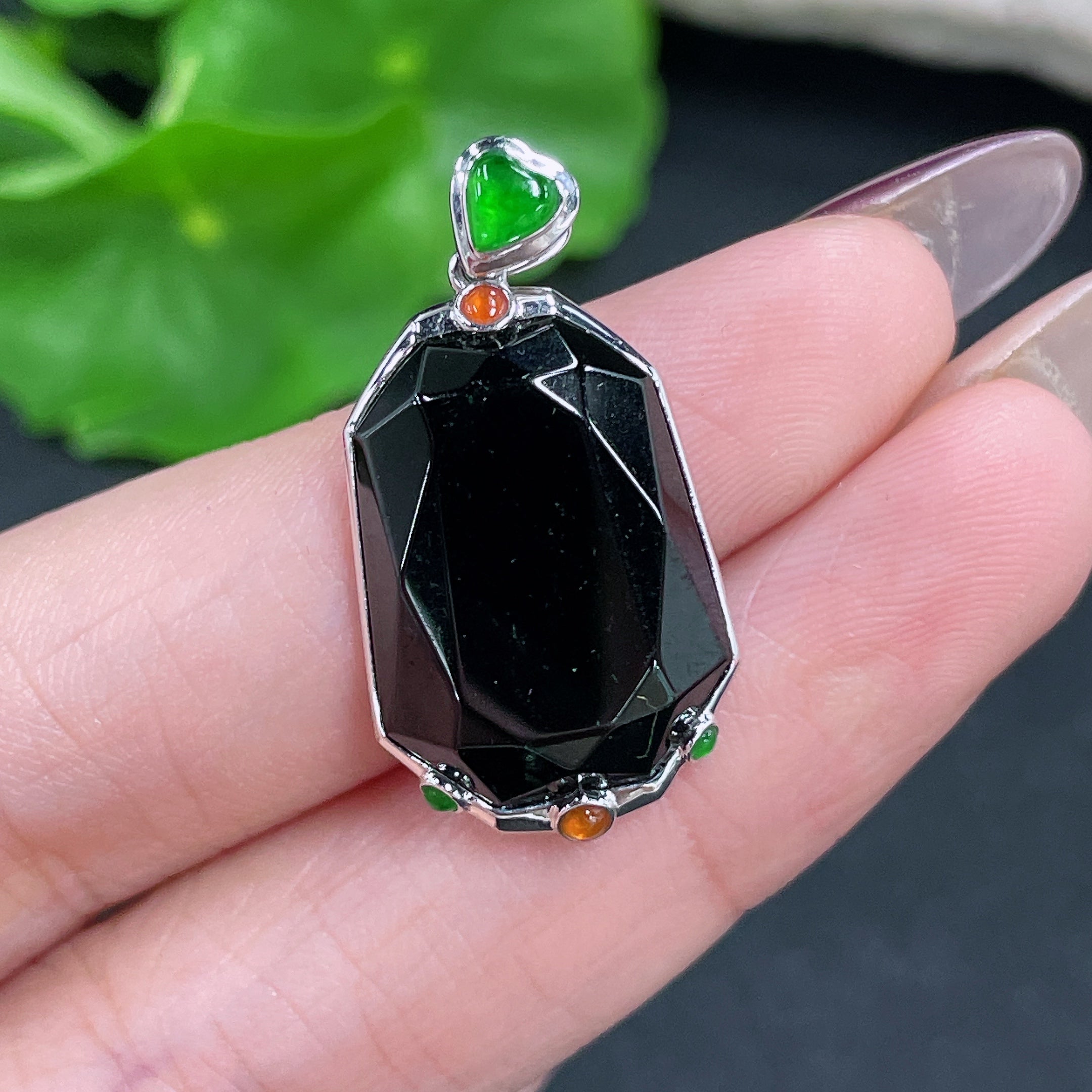 Jadeite Pendant 18k Gold Inlaid Total Weight Approx. 3.88g