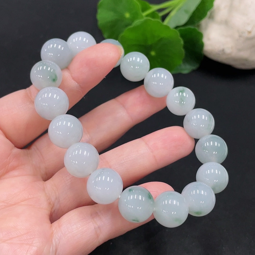 Jadeite Beaded Bracelet, Approx. 12.4mm, Total Weight About 53.6g