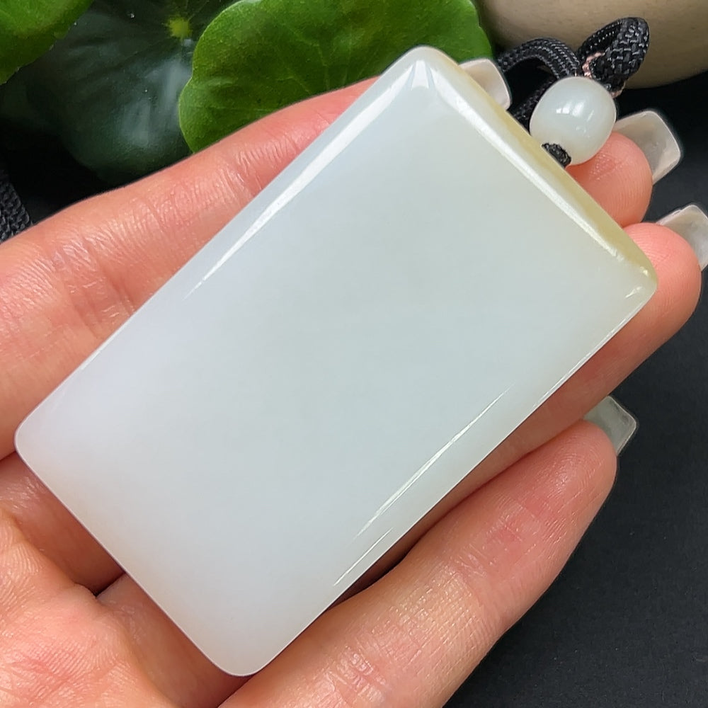 Hetian Jade Plain Pendant with Rope