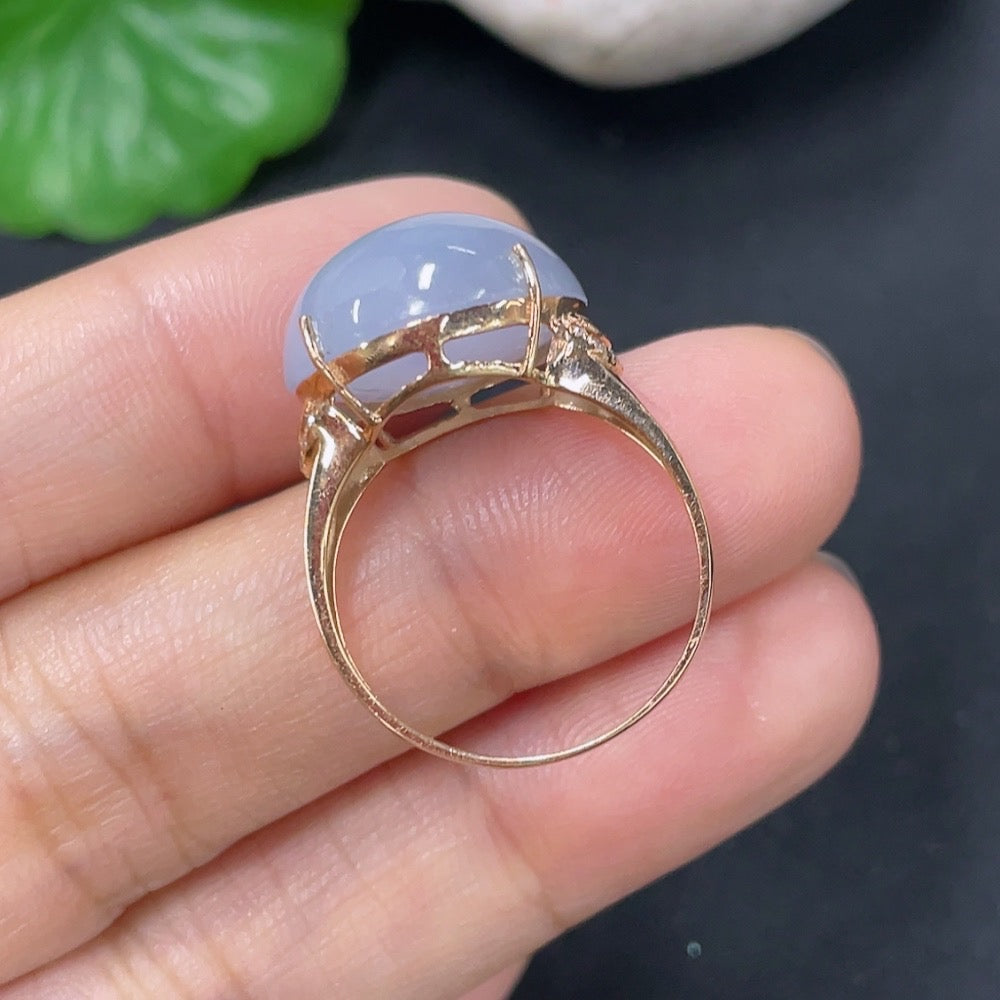 Jadeite and Diamond Ring in 18k Gold, Size 14, Total Weight Approx. 4.32g