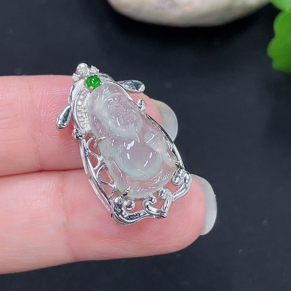 Jadeite Maitreya Inlaid Pendant 18K Gold Total Weight Approx.2.5g (Non-Diamond)