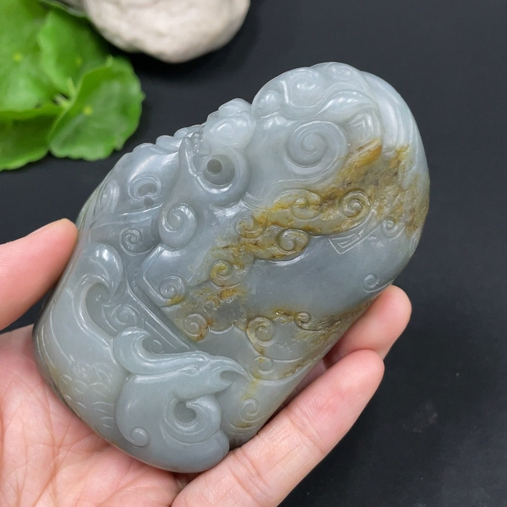 Hetian Jade Ornament Auspicious Beast Total Weight: Approx. 384.7g