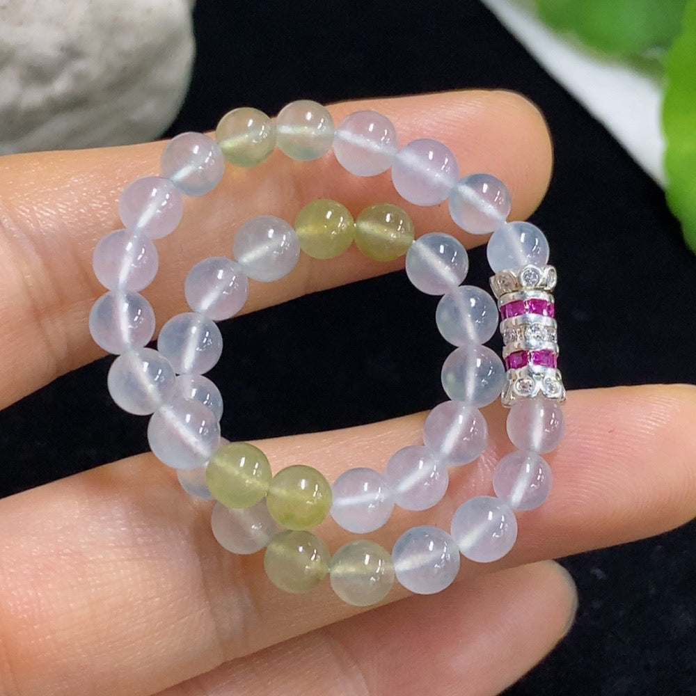 Jadeite bracelet with 4.8mm beads, non-gold, weighing approximately 8.22g, displayed on a neutral background.