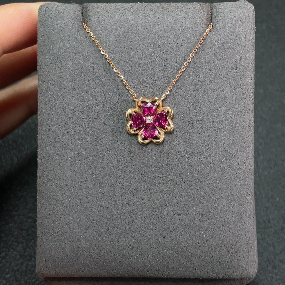Tourmaline Necklace 18K Gold with Diamond Accents