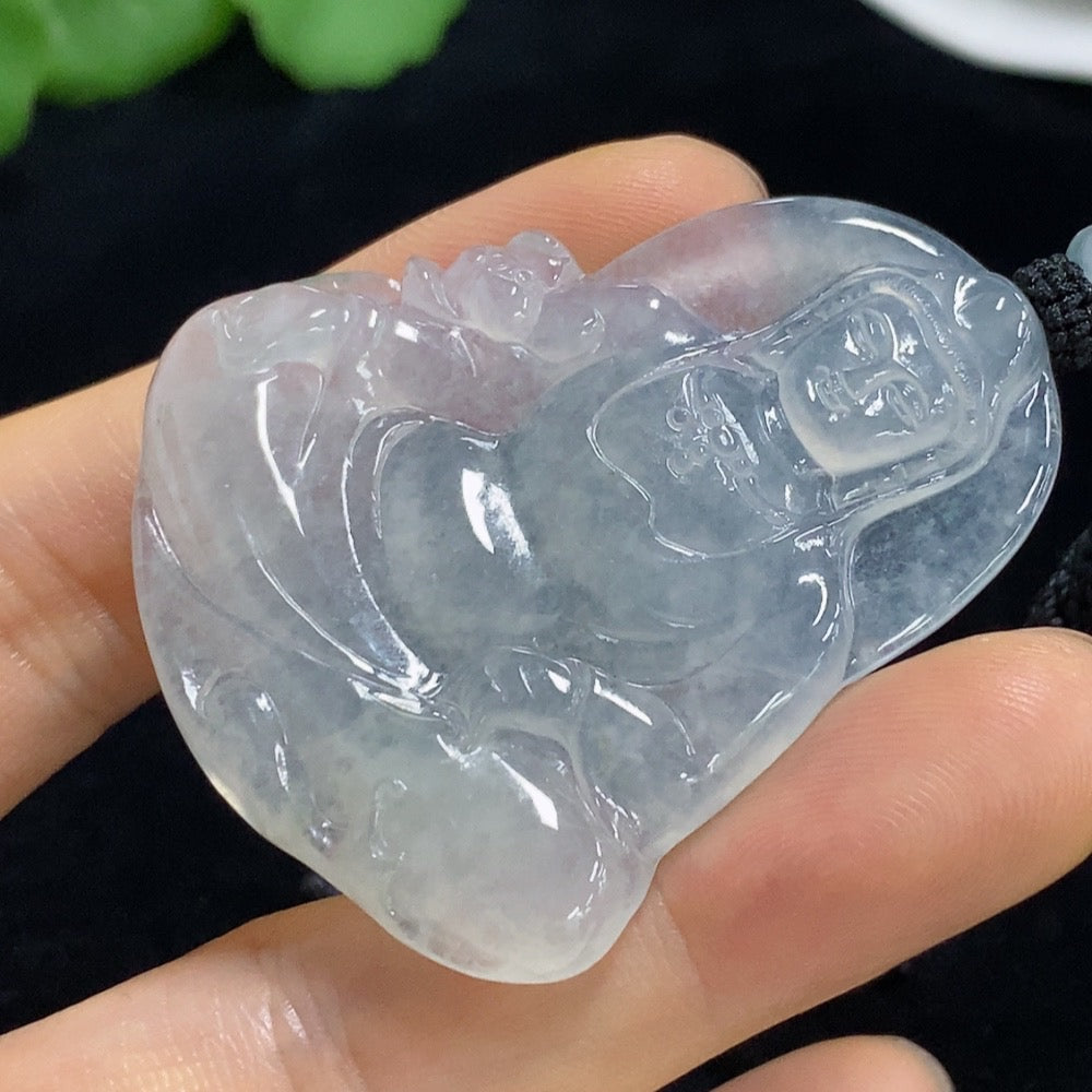 Jadeite Guanyin Pendant Total Weight Approx. 19.28g (Including Rope Weight)