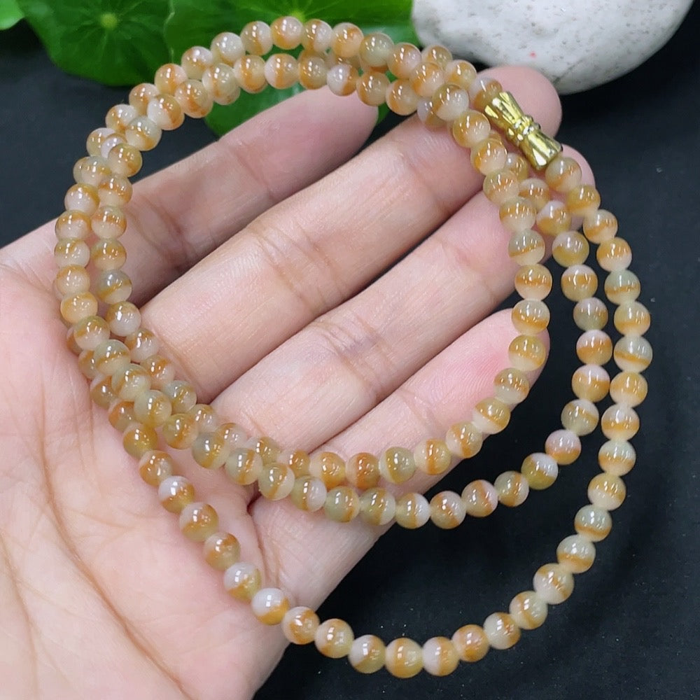 Jadeite Bead Necklace Approx. 4.4mm Total Weight About 20.8g (Non-gold Inlaid)