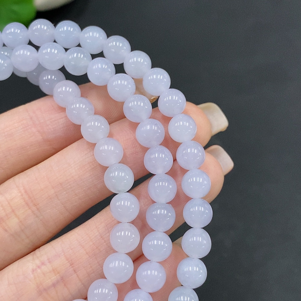 Jadeite Beaded Necklace Approx. 6.4mm Non-Gold Total Weight Approx. 50.6g