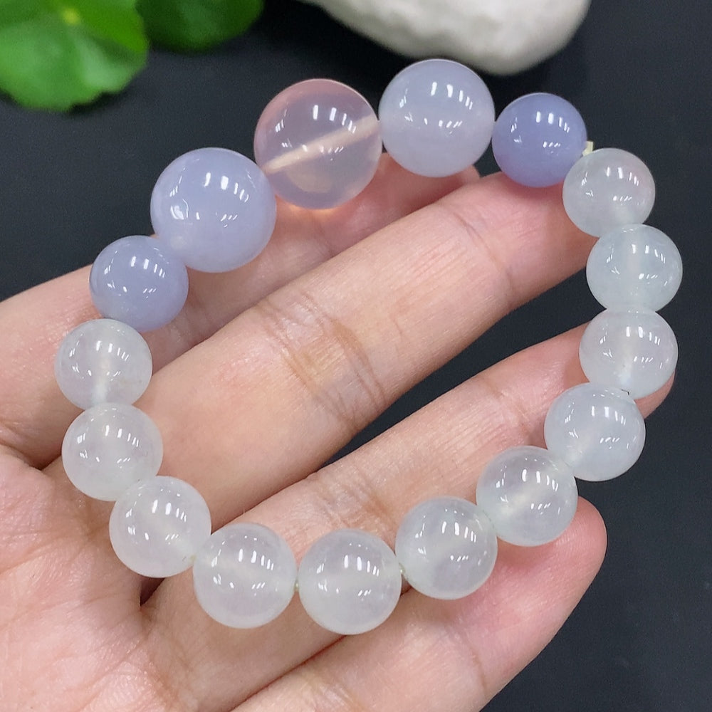 Jadeite Beaded Necklace Approx. 9.8mm Total Weight Approx. 36.6g (Powder Beads Non-Type A)