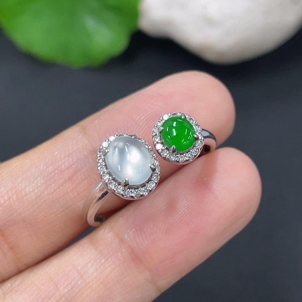 Jadeite Ring with Diamond . | Huiliu Certified