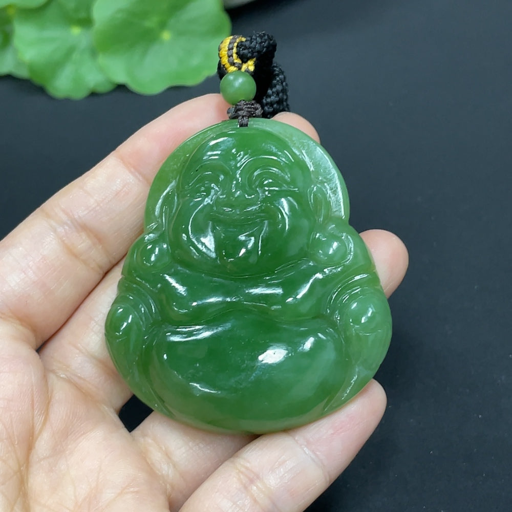 Hetian Jade Pendant Buddha Total Weight Approx. (Including Rope) 46.5g