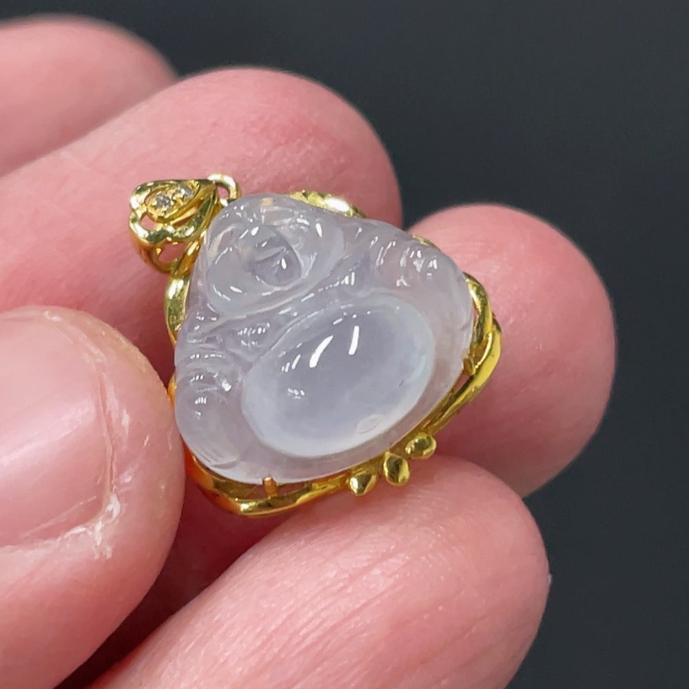 JadeiteBuddha Pendant with 18K Gold Setting, Total Weight Approx. 1.78g