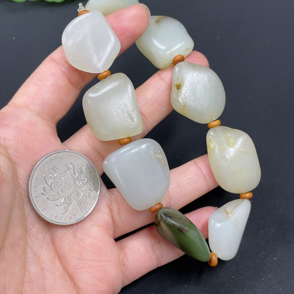 Hetian Jade Bracelet, Total Weight Approx. 60.5g, Undetermined Skin Color Origin