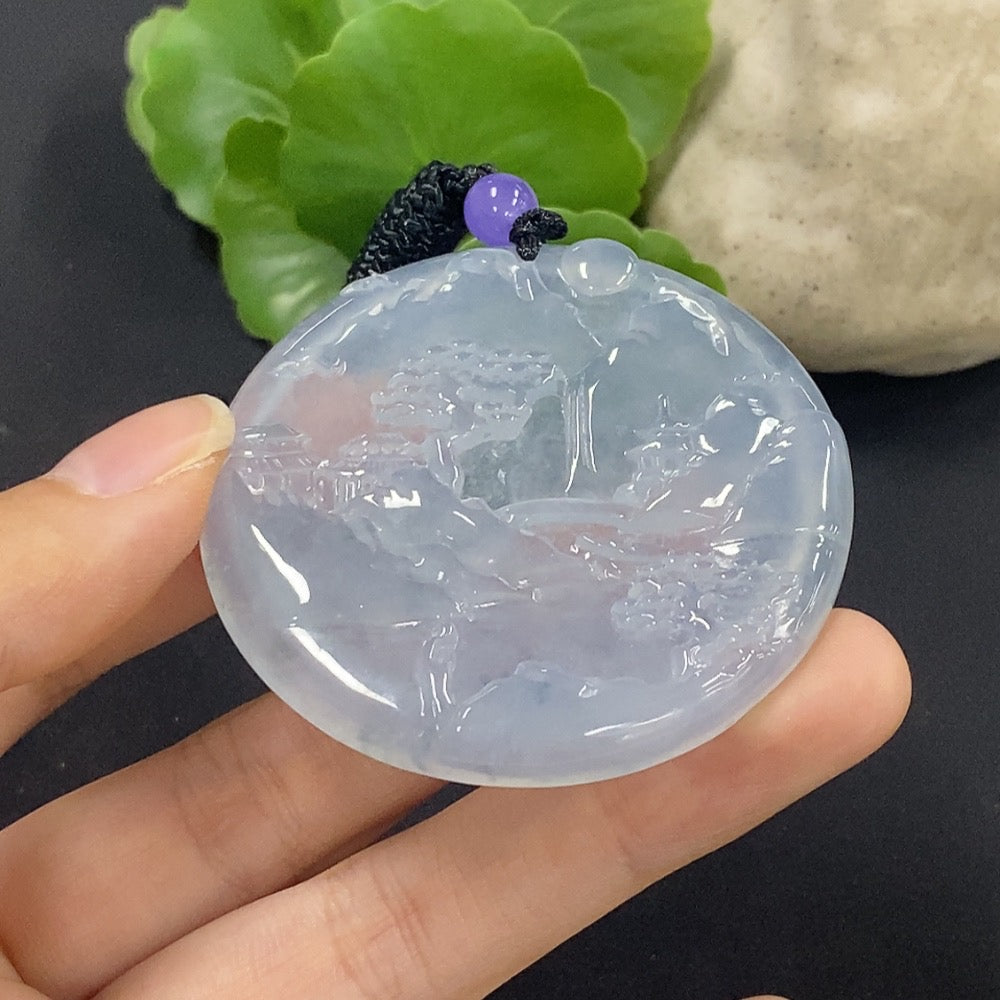 Jadeite Landscape Pendant Total Weight Approx. 32.8g