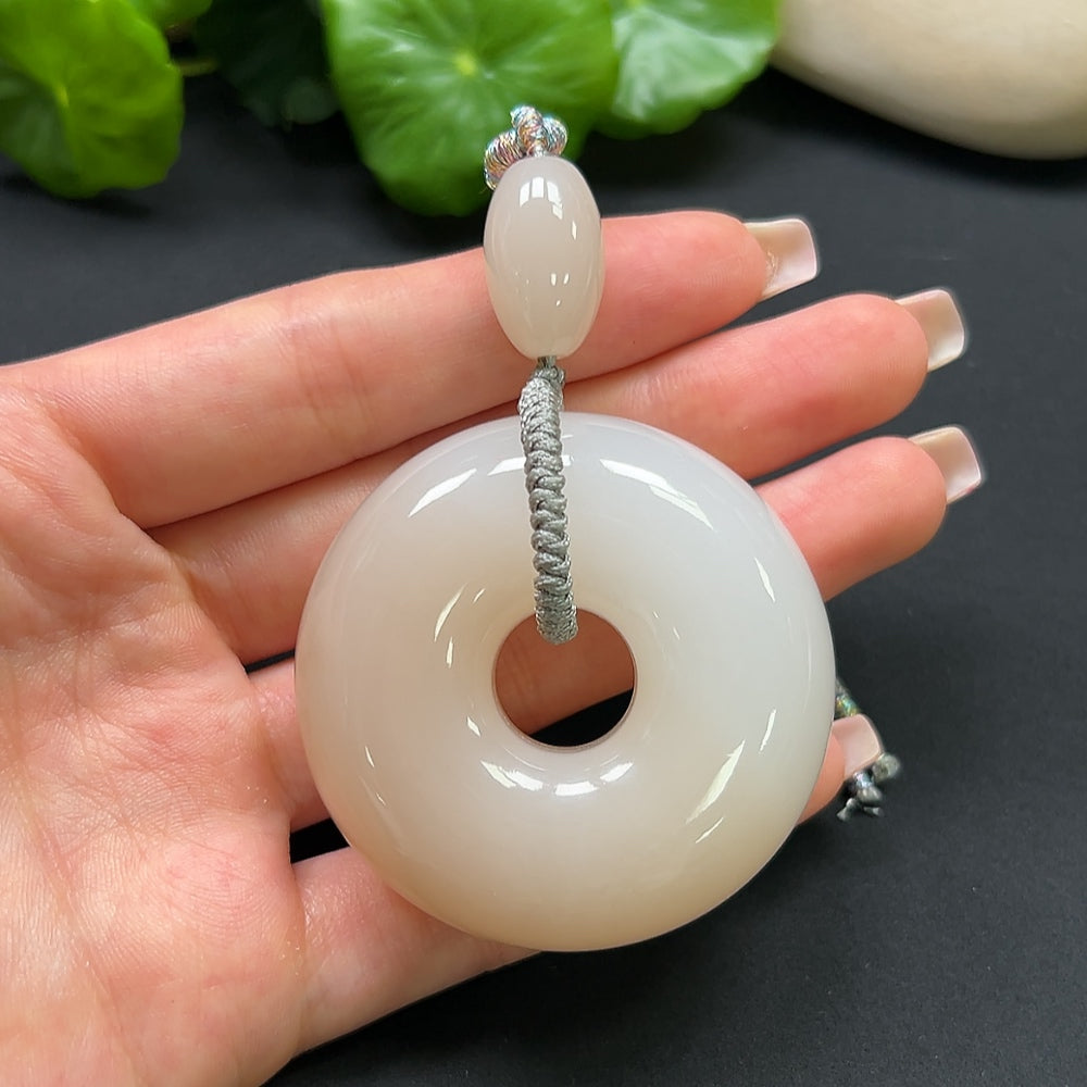 Hetian Jade Peace Knot Pendant Including Rope