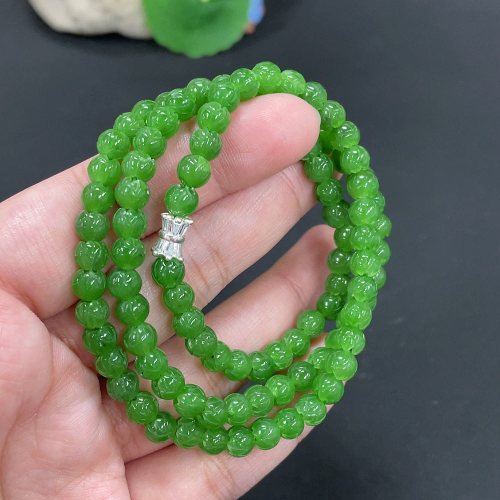 Hetian Jade Jasper Flowering Wealth Beaded Necklace, approx. 6mm, total weight about 29.9g