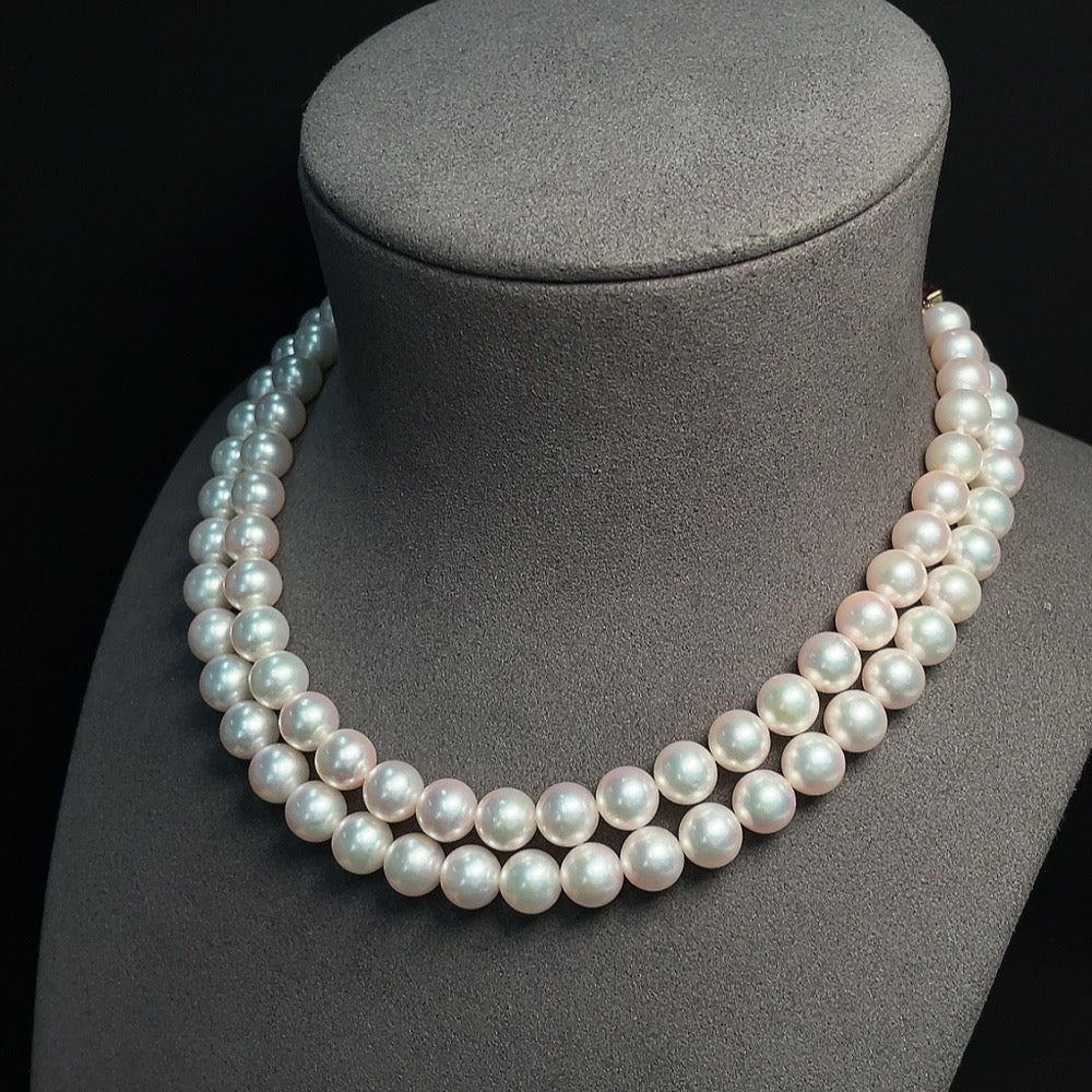 Seawater Pearl Strand, No Hallmark, Tested Gold Content Marked in Red 9K Gold, Other Parts Non-Gold, Approx. 8.5mm, Total Weight Approx. 89.46g