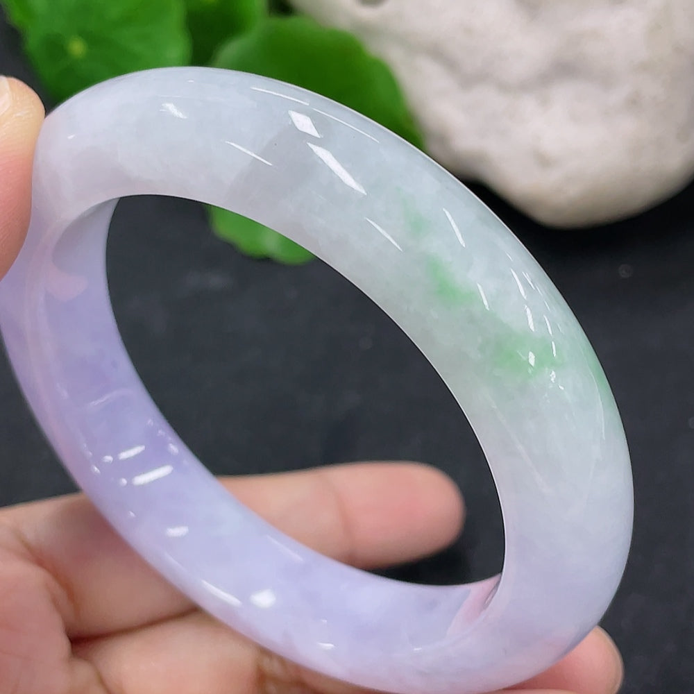 Jadeite Round Bracelet, Total Weight Approx. 58.66g, Size 52.9