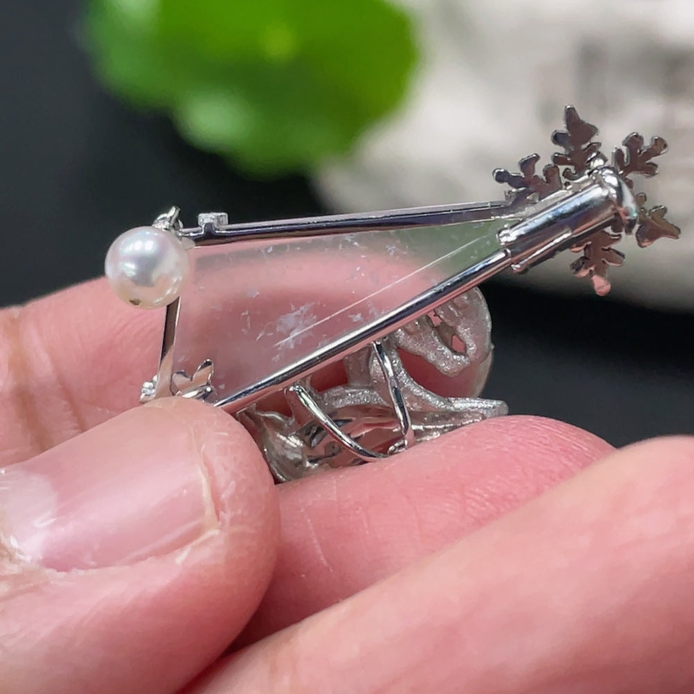 Jadeite Inlaid Pendant 18k Gold Setting Total Weight Approx. 5.1g Non-A Grade Matching Stones