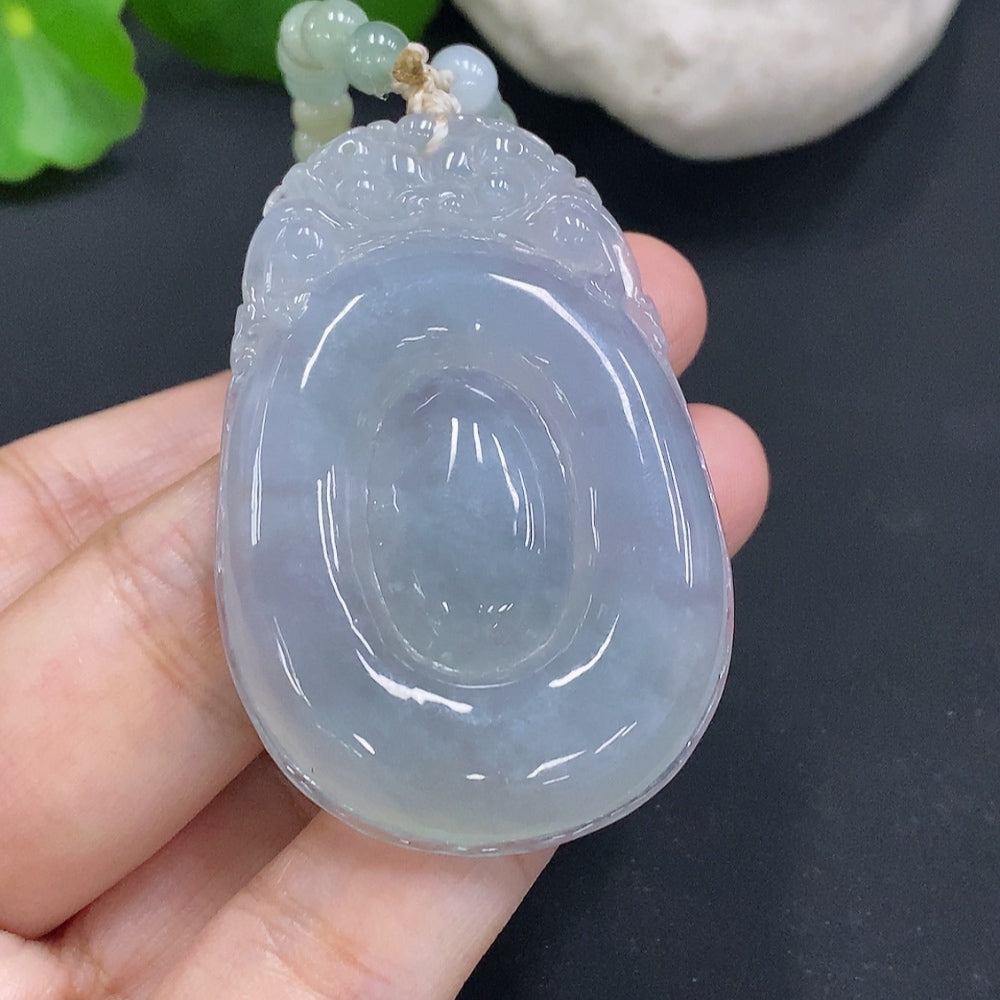 Jadeite Fortune Shell Pendant Total Weight Including Chain Approx. 52.7g