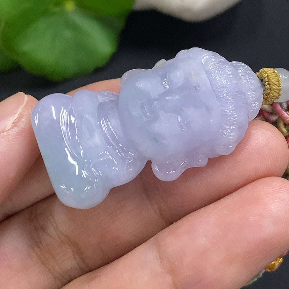 Jadeite Baby Buddha Pendant, total weight including cord approx. 19.6g