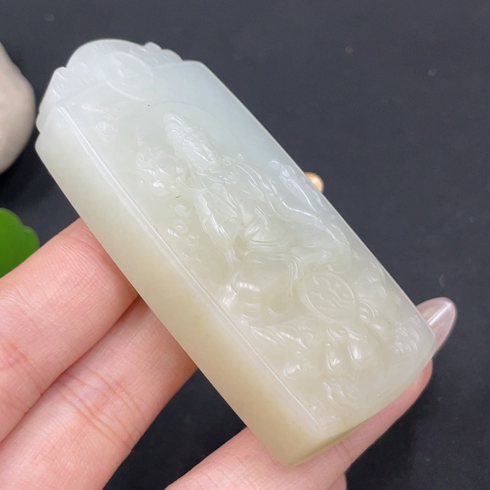 Hetian Jade Pendant Guanyin Total Weight Approx. 81.8g