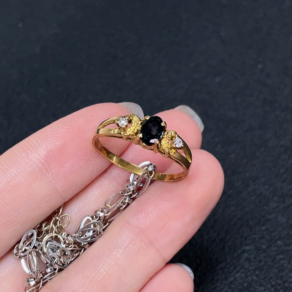 Sapphire Inlaid Ring 18k Gold Product Non-Diamond