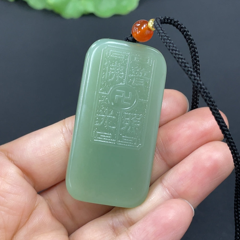 Hetian Jade Jasper Pendant Buddha Total Weight (Including Rope) Approx. 27.9 with Non-Hetian Jade Beads