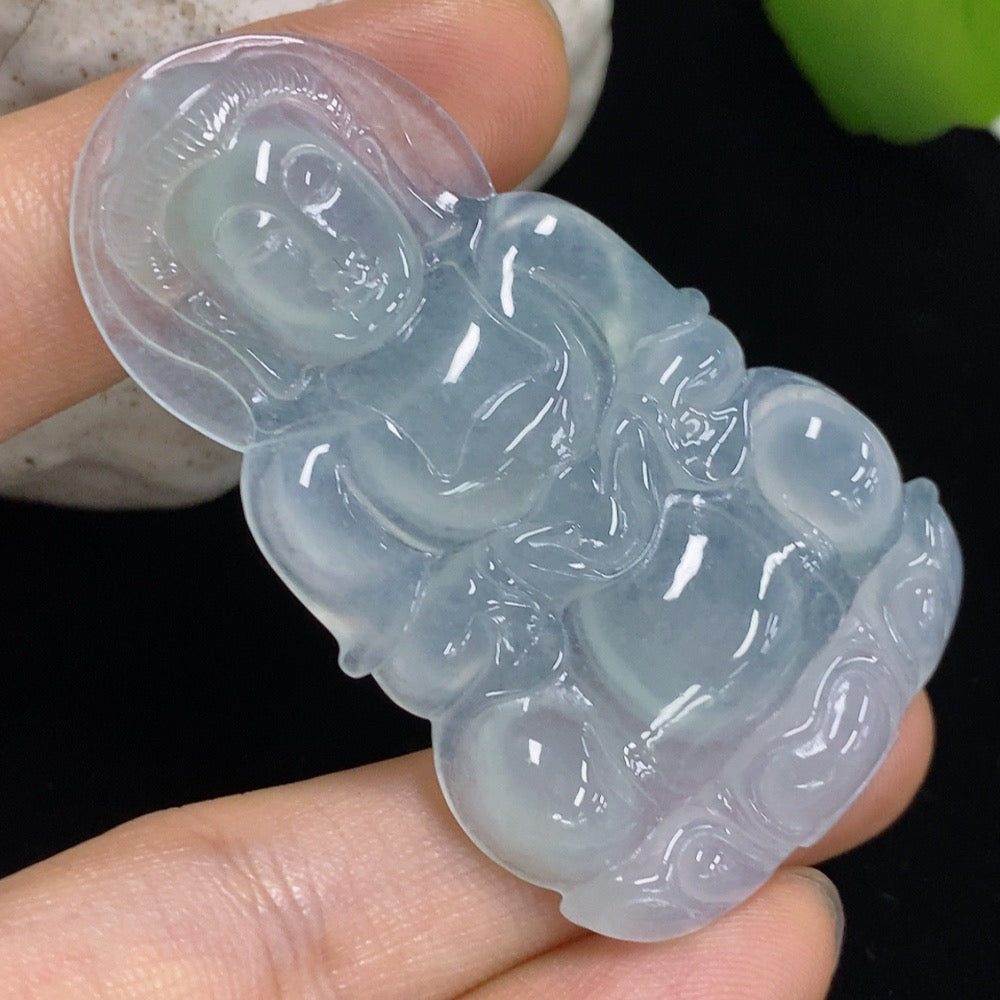 Jadeite Guanyin Pendant, Total Weight Approx. 14.69g