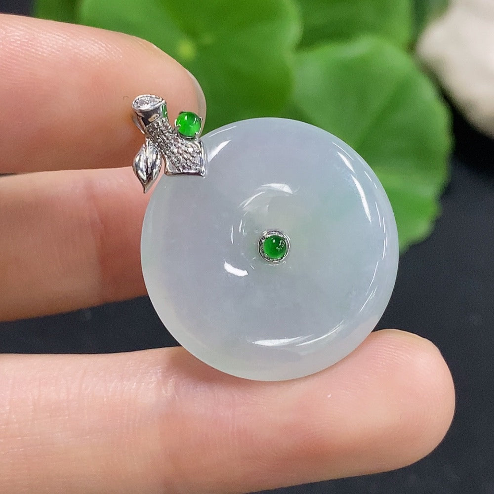 Jadeite Safety Buckle Pendant 18K Gold (with Diamond Accents)