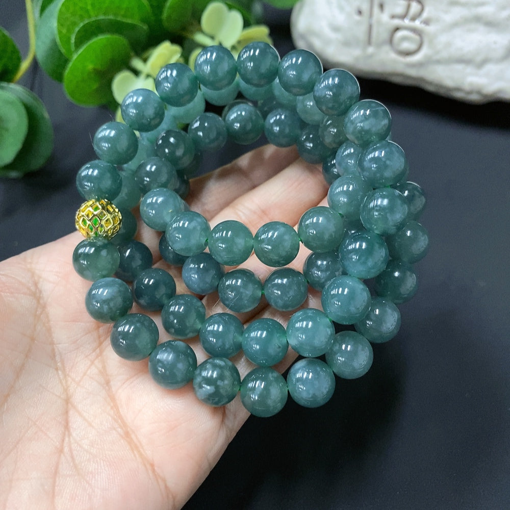 Jadeite bead necklace approx. 9.6mm (accessory without gold)