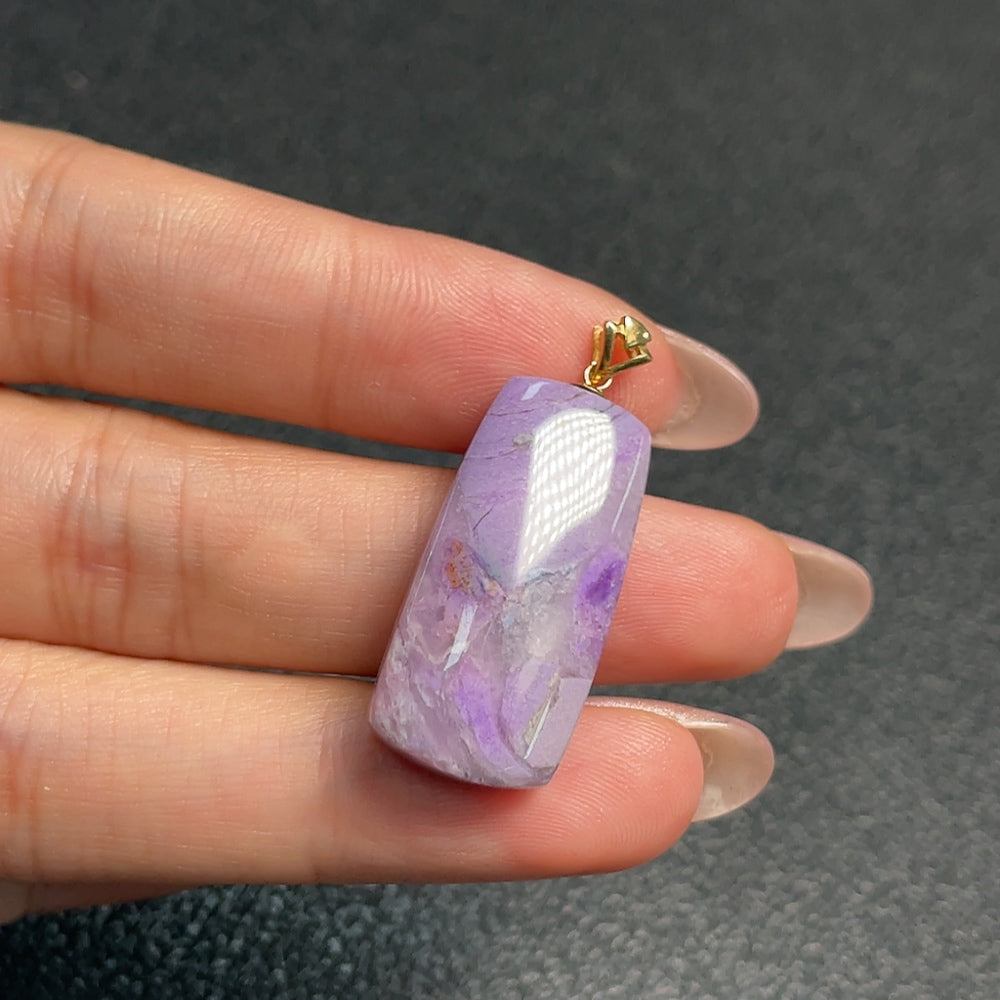 18K Gold Sugilite Pendant Only This Purple Containing Other Mineral Components Total Weight Approximately 4.89g