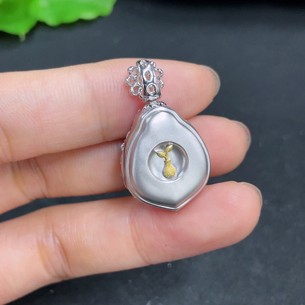 Jadeite Pendant with 18K Gold and Diamond Accents