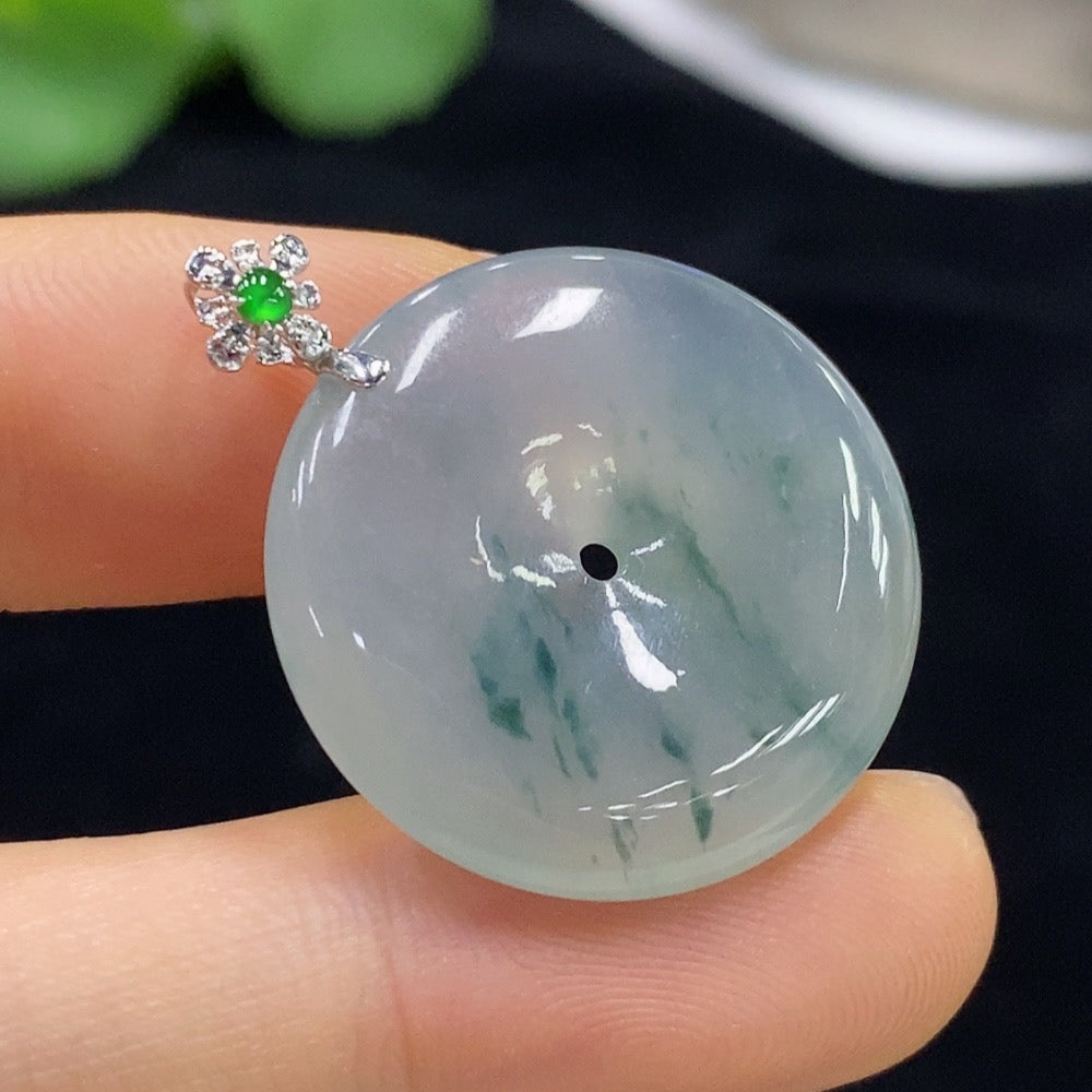 Jadeite Safety Pendant with 18K Gold, Total Weight Approx. 6.6g