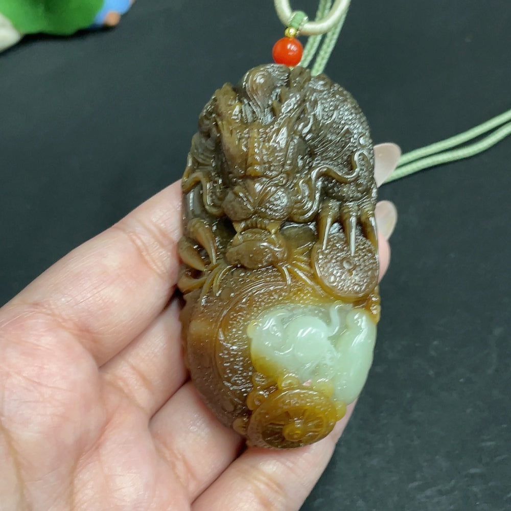 Hetian Jade Pendant Dragon Total Weight (Including Rope) Approx. 94.1g