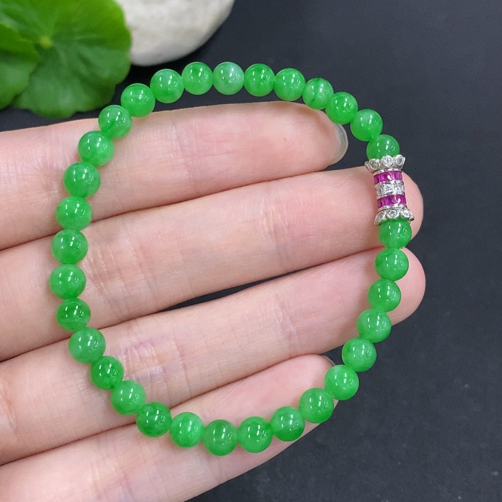 Jadeite Bracelet Non-Gold Total Weight Approx. 8.6g Size 5mm