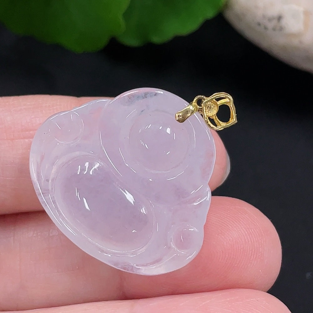 Jadeite Buddha Pendant 18K Gold Total Weight Approx. 6.2g