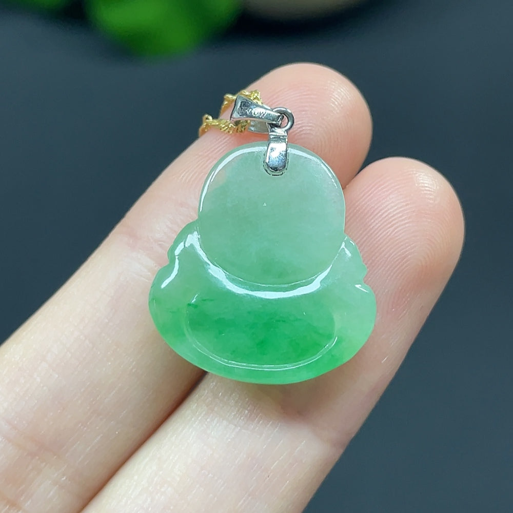Jadeite Buddha镶嵌项链 Pendant 18k Chain 14k