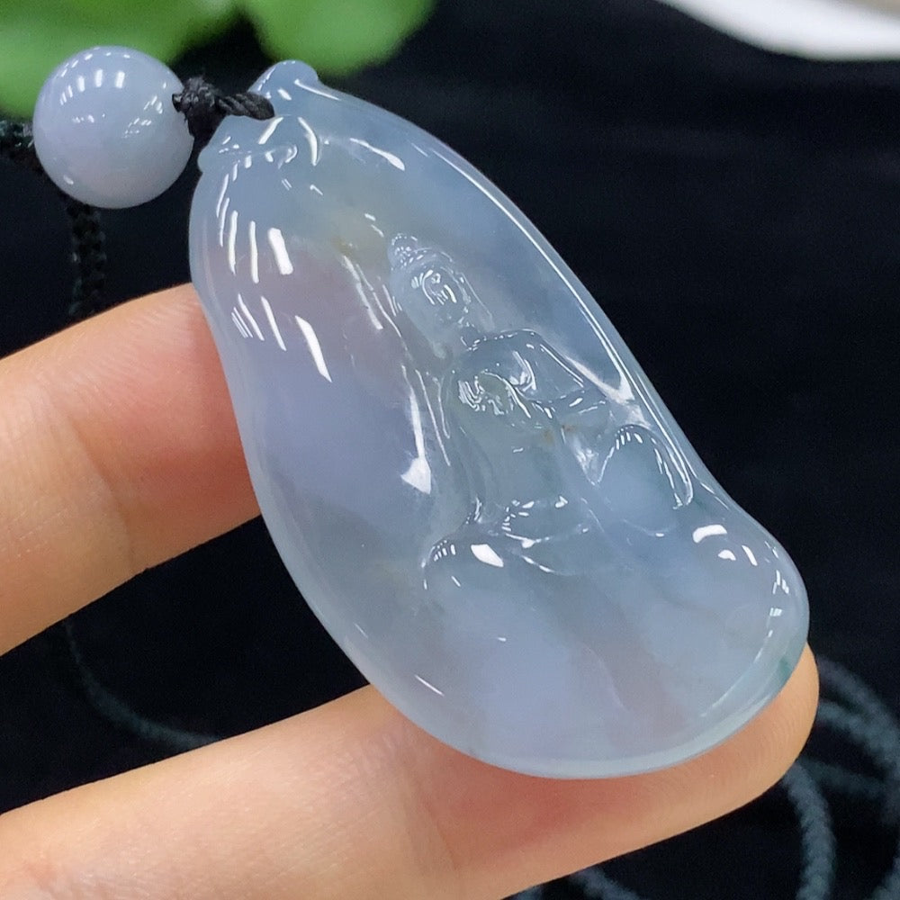 Jadeite Guanyin Pendant Total Weight Approx. 19.61g (Including String Weight)