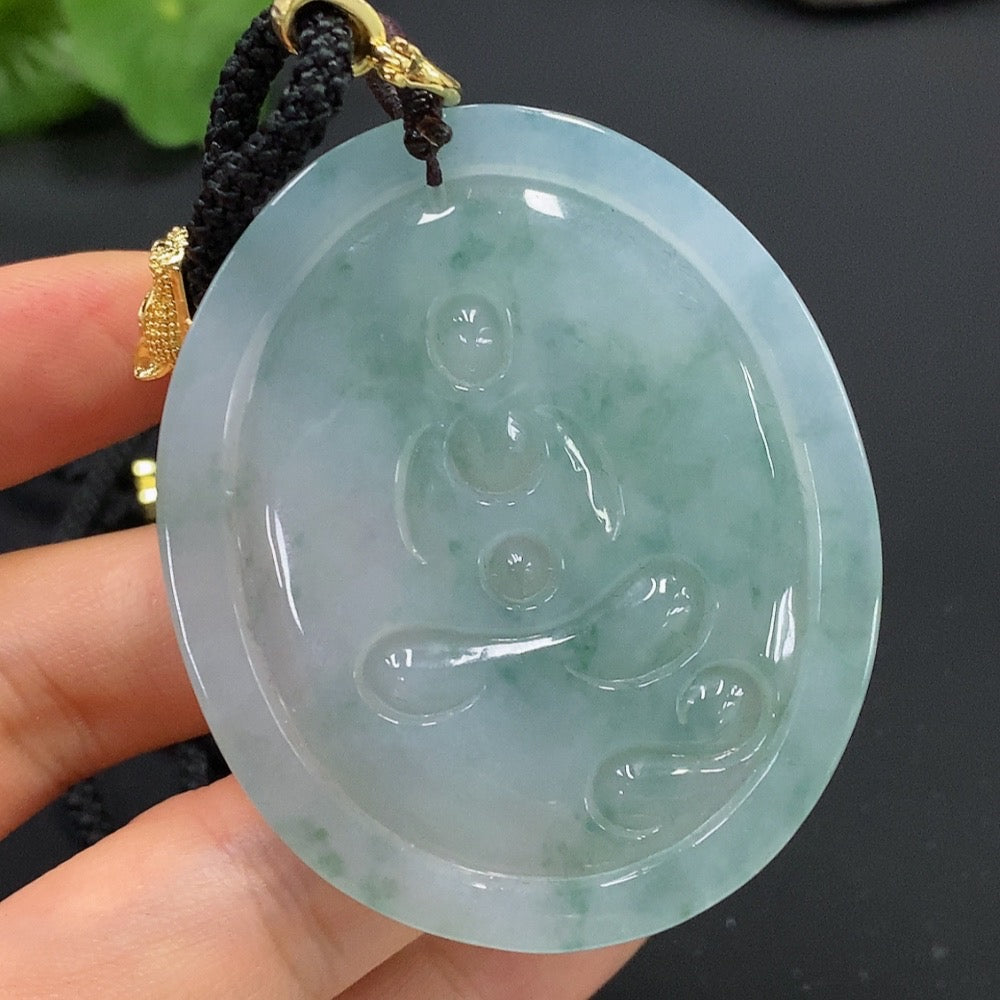 Jadeite Dragon-Guarding Guanyin Pendant (Non-Gold-Inlaid)