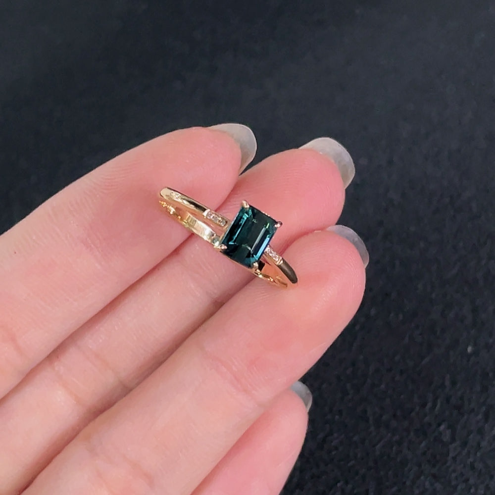 Tourmaline Ring with Diamond Accents, 18K Gold