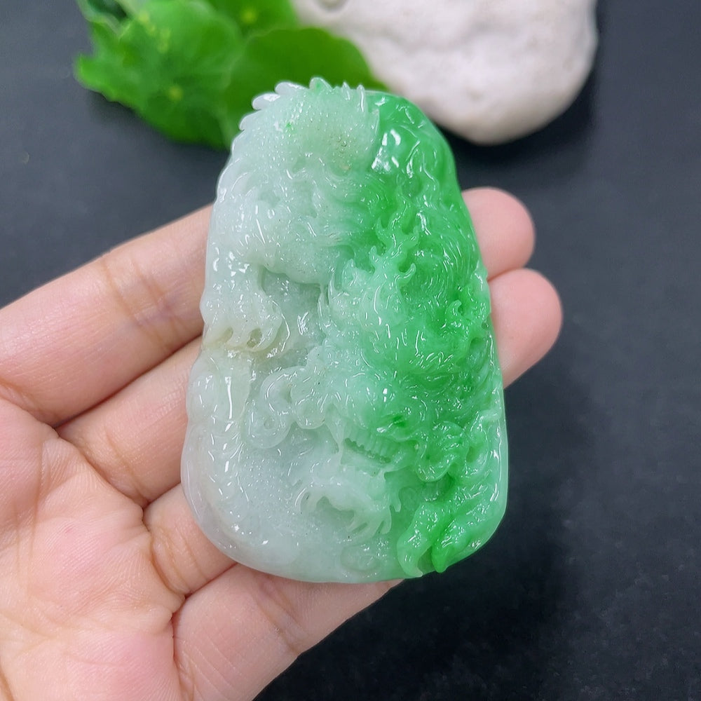 Jadeite Pendant Dragon Plaque Total Weight Approx. 43.68g