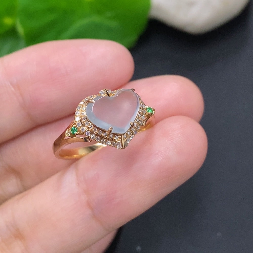 Jadeite and Diamond (Colorless) Ring in 18k Gold